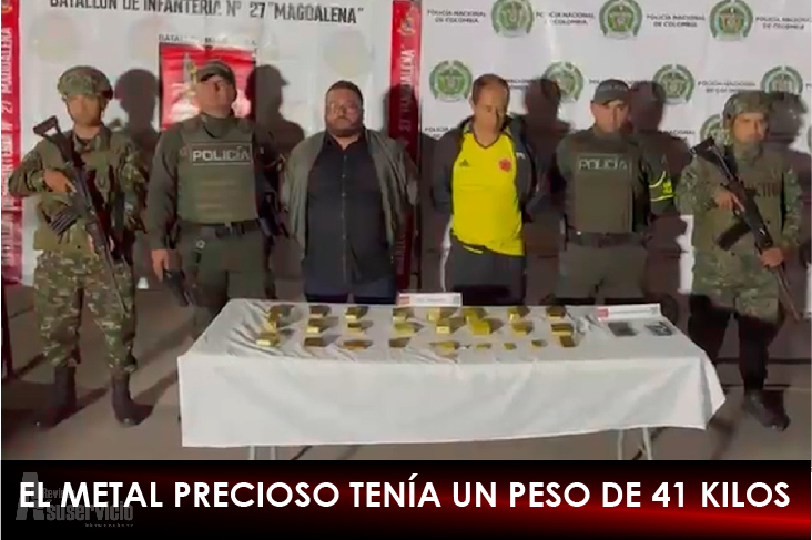 Capturados por transportar 28 lingotes de oro sin documentos